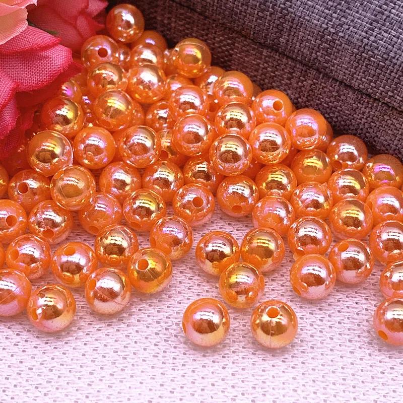 30pcs/lot 10mm AB Color Round Acrylic Bead Loose Spacer Beads For Jewelry Making DIY Accessories