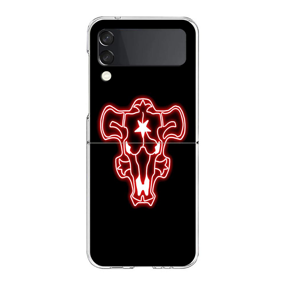 Asta Black Clover Neon Clear Phone Case For Samsung Galaxy Z Flip 4 Case Thin High Hard PC Shell on For Galaxy Z Flip 3 5G Cover