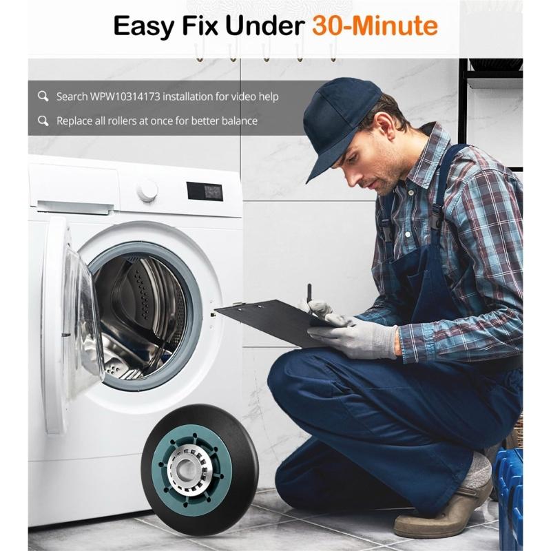 2 Pack Easy Installation Replacement Rollers Set for Dryer Drum Support with Easy Assembly Design for Various Models