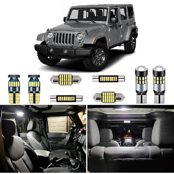 6 Piece CANBUS LED Interior Light Kit for Jeep Wrangler JK 4-Door 2007 2008 2009 2010 2011 2012 2013 2014 2015 2016 2017 2018 Super Bright 6000K