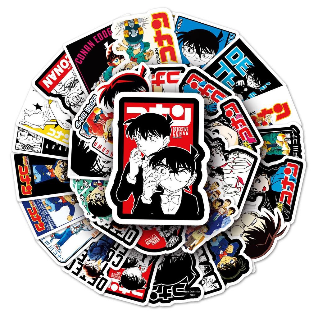 50 Japanese Anime Conan Character Waterproof Motorcycle Stickers - 50 Sheets of Creative Graffiti Style Decor.