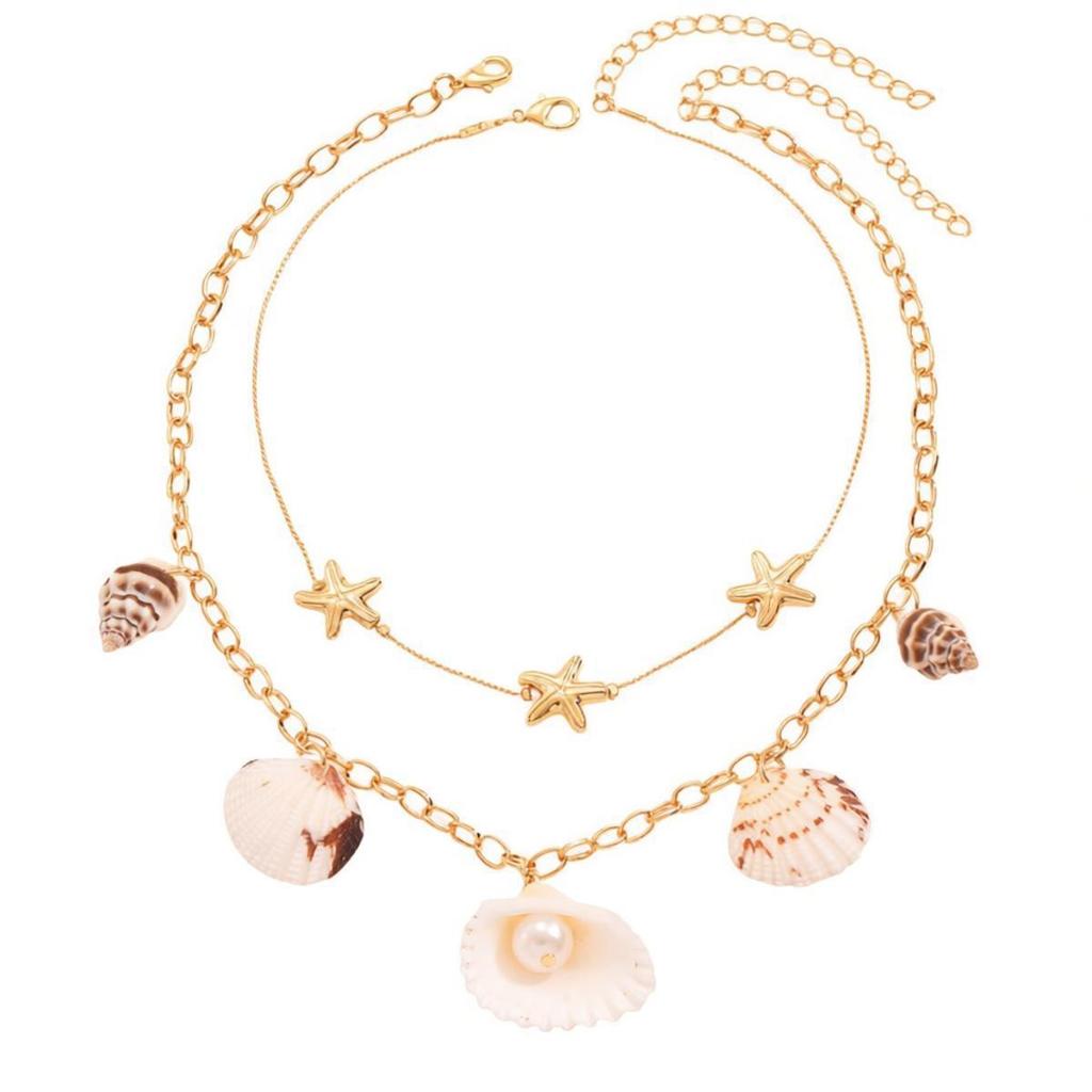 Ocean Shell Pearl Necklace: Elegant European & American Vacation Style Jewelry for Women