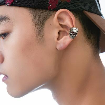 Ancient Style Unique Halloween Skull Ear Clips Cool Handsome Hip Hop Street Male Thai Silver Retro Ear Bone Ear Clips No Ear Piercings