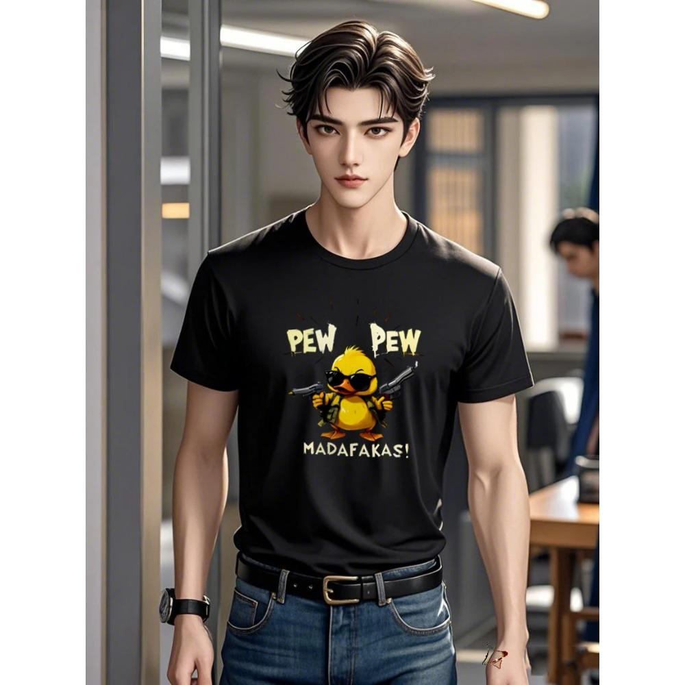 Kaufen Sie Pew Madafakas Herren-T-Shirt mit süßem Hühner-Lustigem Muster, Atmungsaktiv und Modisch Neues Oversize-T-Shirt, Lässig A