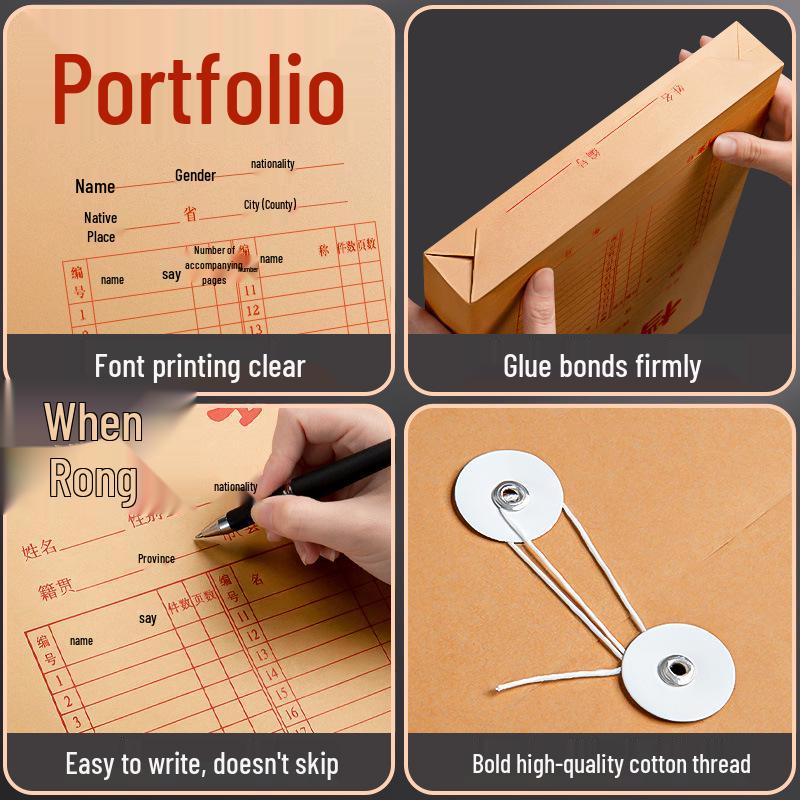 Thick Kraft Paper A4 Document Bag for Contracts and Storage