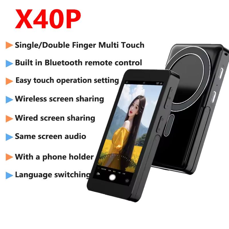 Trådlös magnetisk selfie-monitor med hållare för smartphone, vlogg, livestream, videoinspelning, telefonens bakre kamera, selfie