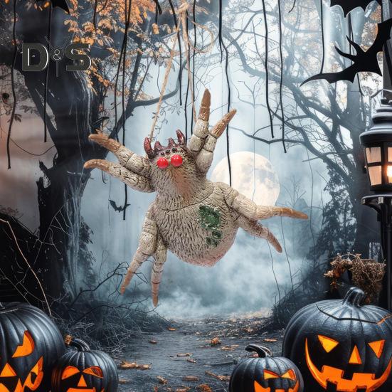 Halloween Pendant Realistic Creepy Hanging Rat Pig Head Spider Bat Decoration Haunted House Prop for Halloween Party