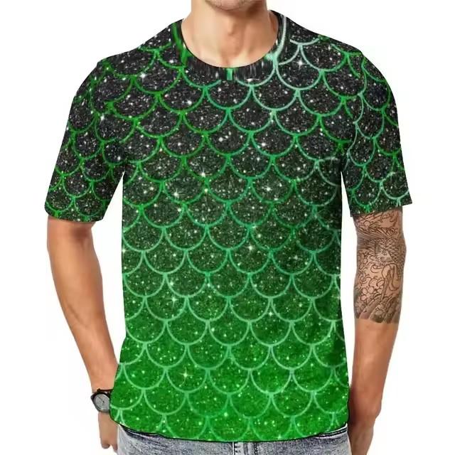 

Модные Забавные Рисунки Рыбьей Чешуи Для 3D Мужских Футболок Тренд Цифровая Печать Повседневные Топы с Круглым Вырезом и Коротким Рукавом 6XL
