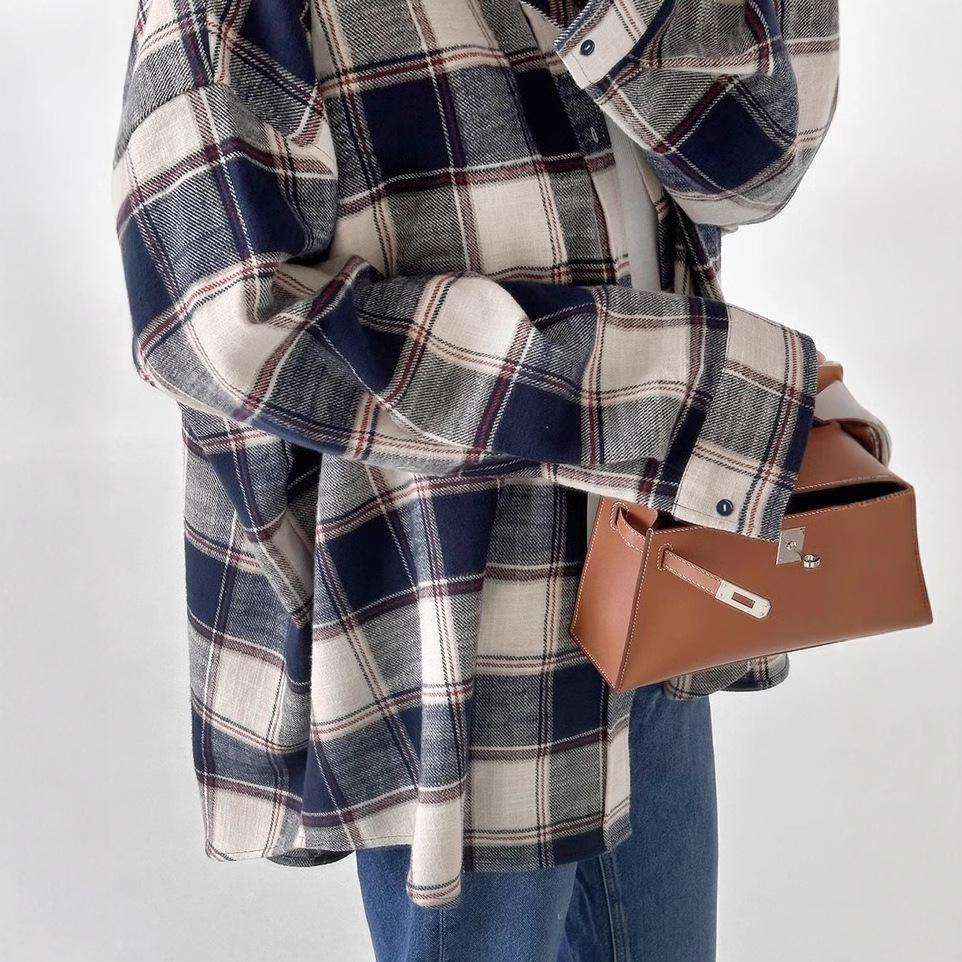 Plaid Long Sleeve Casual Overshirt - European & American Style