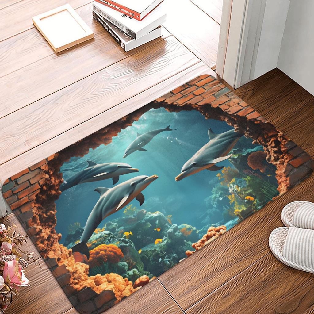 Realistic Shark Designs Doormat Anti-Slip Entrance Kitchen Bathroom Floor Door Mat  Toilet Carpet Rug