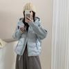 Fake two-piece cotton-padded jacket for women's winter new cotton-padded clothing for women's short short knitted splicing cotton-padded jacket, light