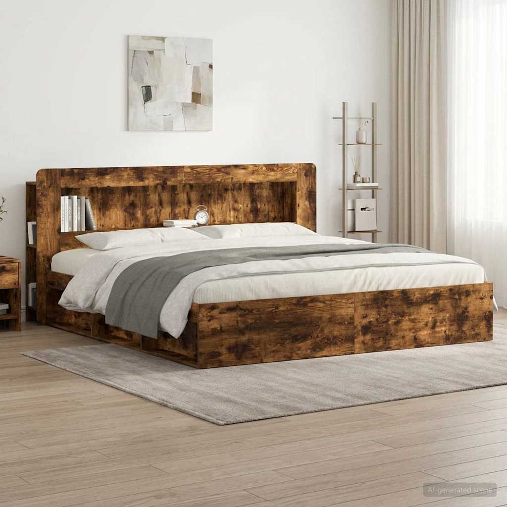 Headboard Cabinet Smoked Oak 215 x 18.5 x 100 cm