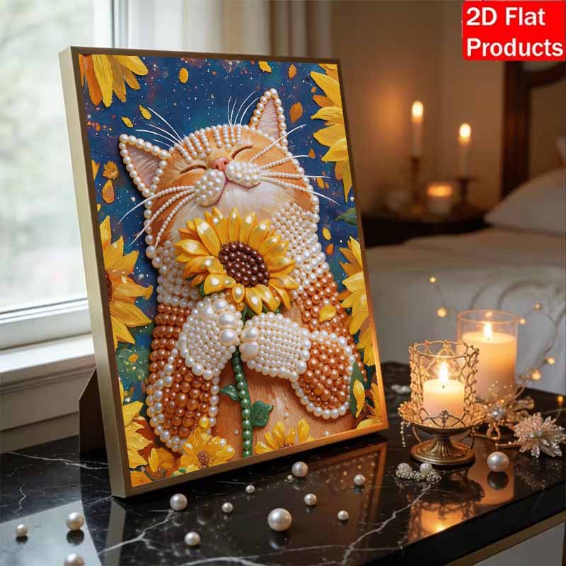 DIY The Cute Orange Cat Pearl Diamond Art Kits Without Frame 30x40cm Gem Art Diamond Painting Kits for Adults/Beginners Gift Idea Home Wall Decor