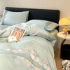 3Pcs/4Pc Embroidered Ice Silk Quilt Cover Bed Sheets Pillowcase Set Suitable for Bedroom Rental Dormitory, Light, Breathable, Soft and Comfortable