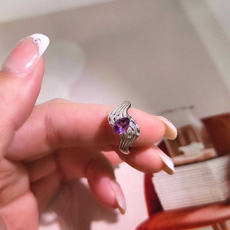 Natural Gemstone S925 Silver Ring, Twisted Arm Design, Women s Adjustable Fashion Jewelry adjustable open cuff