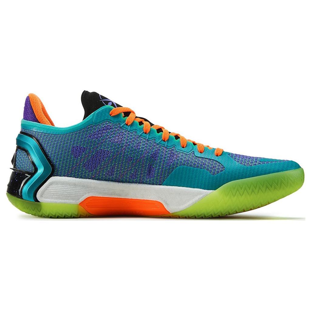 Li Ning Blade 4 V2 Cushioning Slip Resistant Lightweight Rebound Low top Basketball Shoes Men's Purple Green ABAU037-6