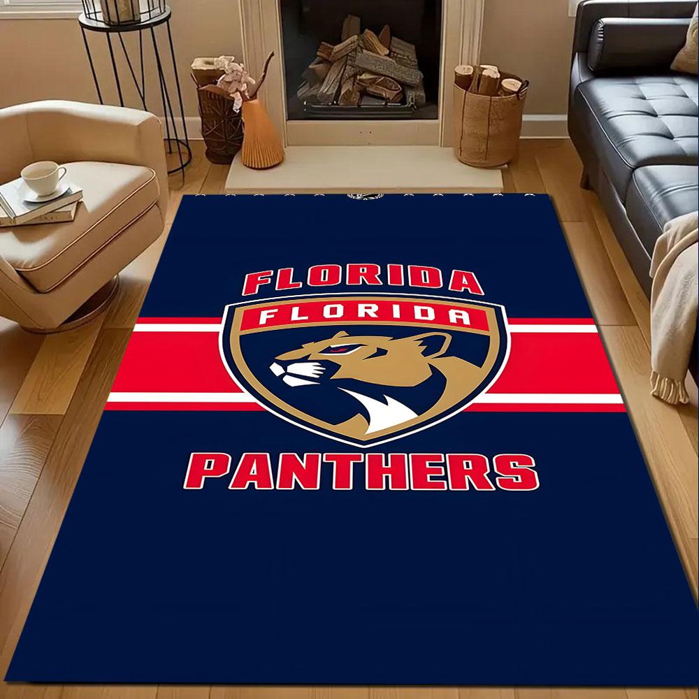 Florida Panthers Logo Design Patterned Carpet, Non Slip Mat Suitable for Living Room and Bedroom Sofas