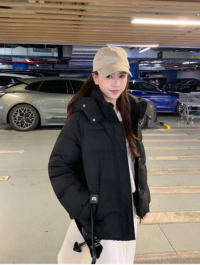 Winter Short Hooded Thickened Cotton-padded Jacket Loose Warm Outwear