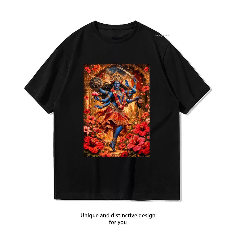 

Red Flowers for the Mother Kali TShirt Women Unisex Casual cotton graphic t shirts streetwear camisetas tops tee Shortsleev 3XL
