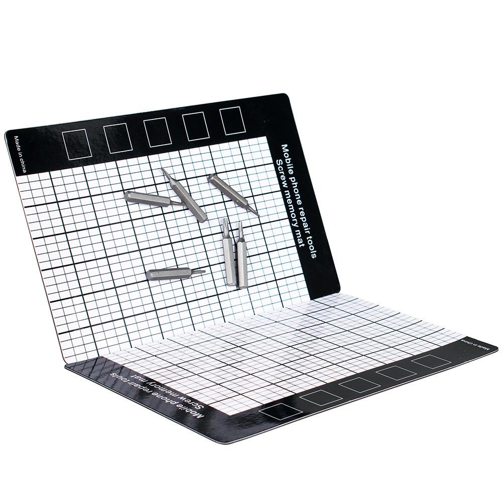 Magnetische Schraubenmatte Gedächtniskarte Arbeitsunterlage Arbeitsgedächtnisunterlage für kleine Schrauben Hält Mobiltelefon Reparaturwerkzeug 145×90mm
