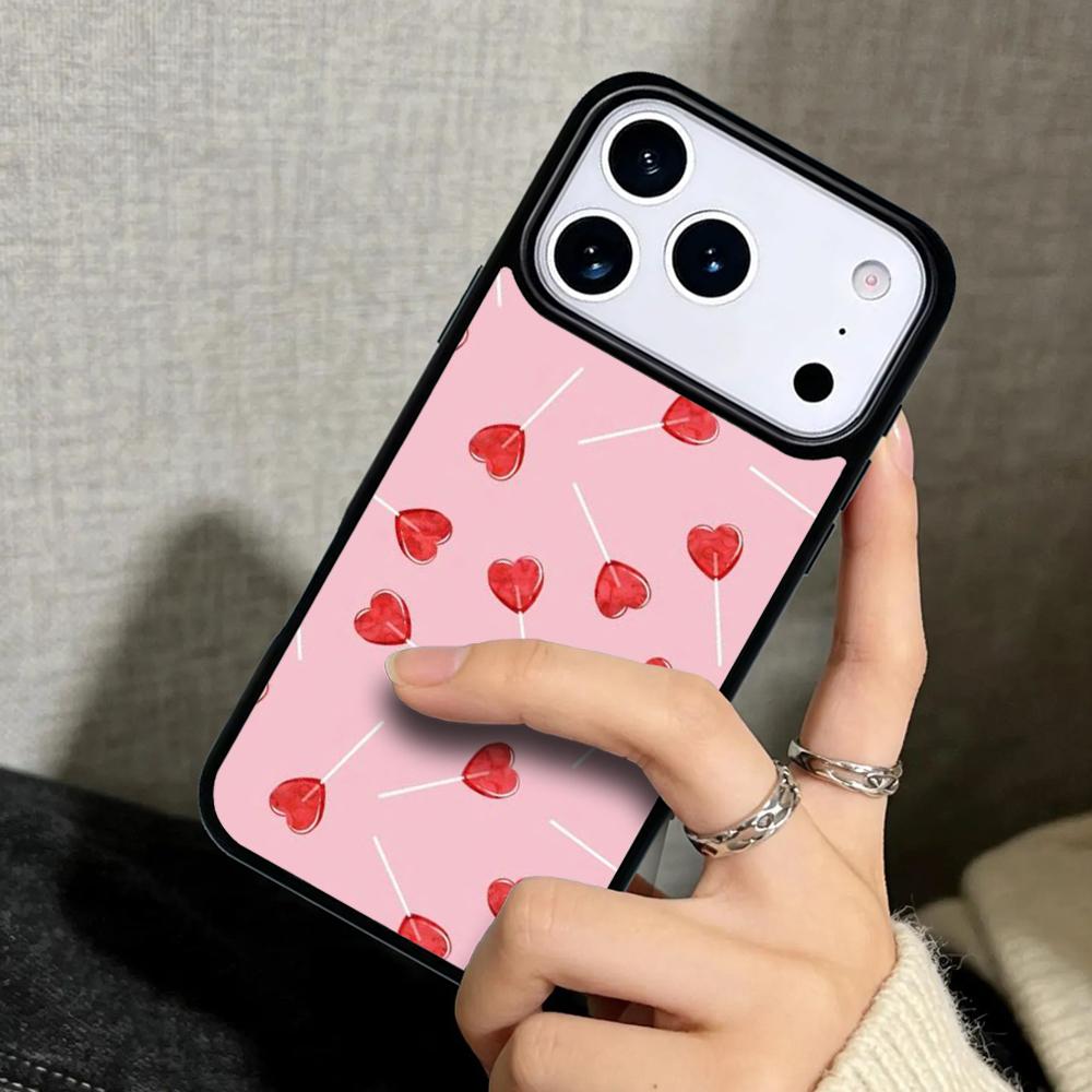 Capa Case for iPhone 17 Air 16 Pro Max 15 Plus 11 13 Mini 14 12 Back Phone Cover Red Lollipops