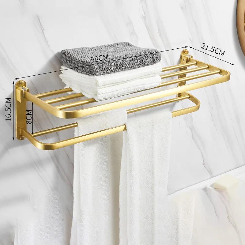 Bathroom accessories: brushed golden corner rack, towel rack, bathroom storage rack, bathroom hardware pendant bath accessories