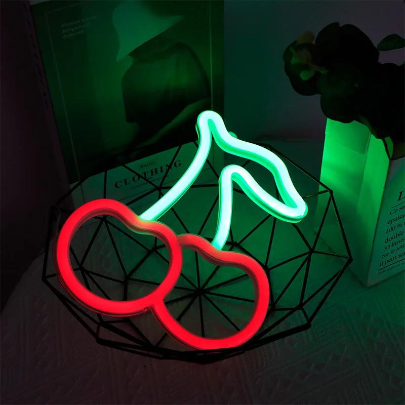 Neon Led Lights Sign Cherry Banana Neon Light Love Cloud Rose Neon Signs for Room Home Decor Xmas Birthday Gift