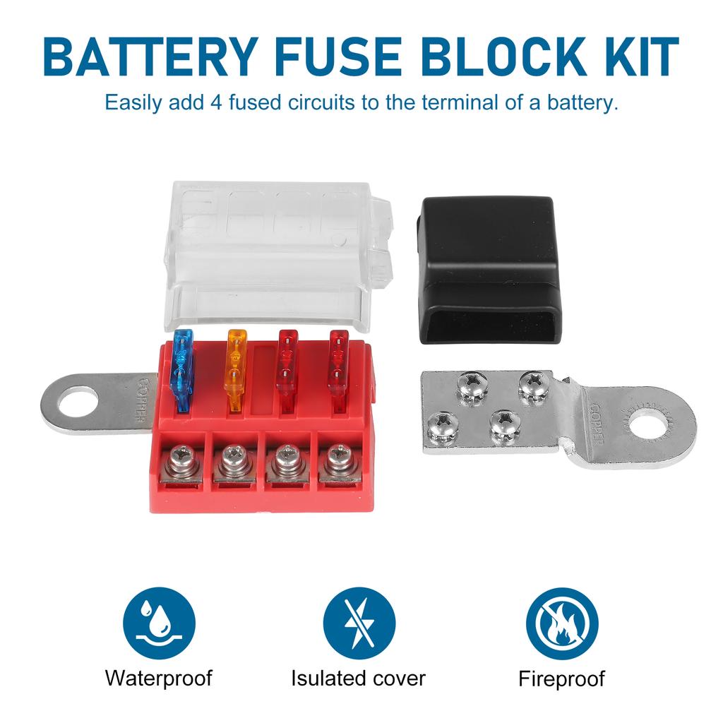 M10 100A 32V 4 Circuit Kit  ST Blade Fuse Block Battery Terminal Mount Busbar Boating Equipment For Car Yacht Truck