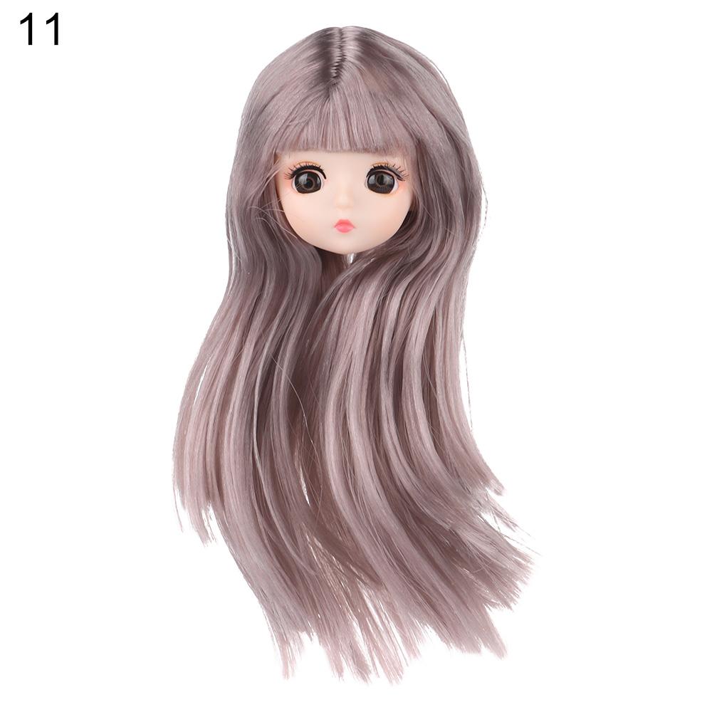 30CM Doll Head With Long Curly Hair Straight Wig For 16cm Dolls Accessories Removable Joint Toys DIY Head For 1/6 BJD Dolls