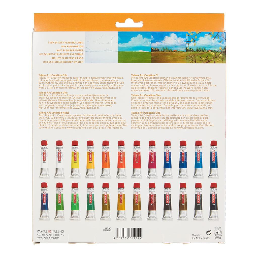 Talens Japan Art Creation Oil Paint Set, 24 Colors, 12ml, T9020-124M, 454810