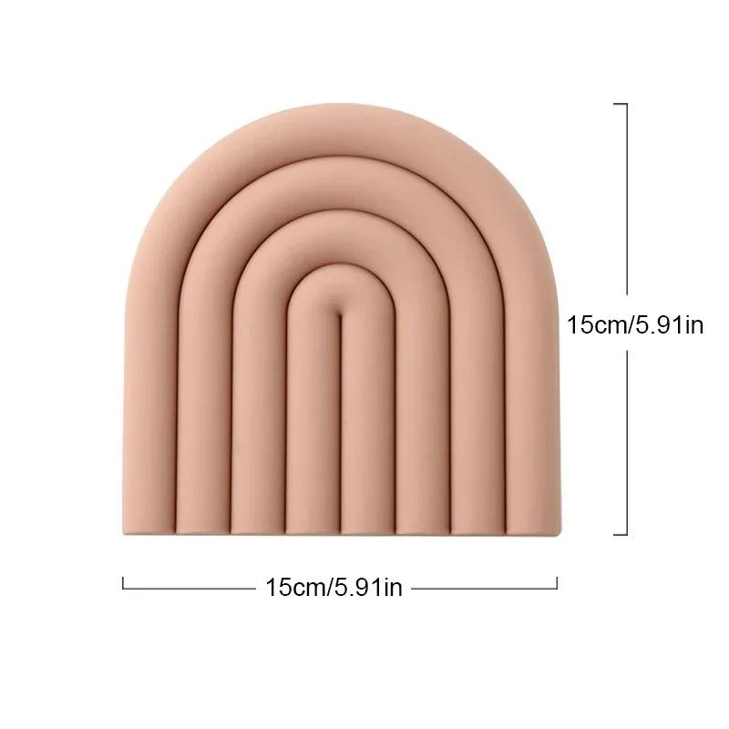 

Rainbow Silicone Table Mat Thickened Multifunctional Pot Holders for Kitchen Heat Resistant PanDishes Potholder Placemat 15x15cm