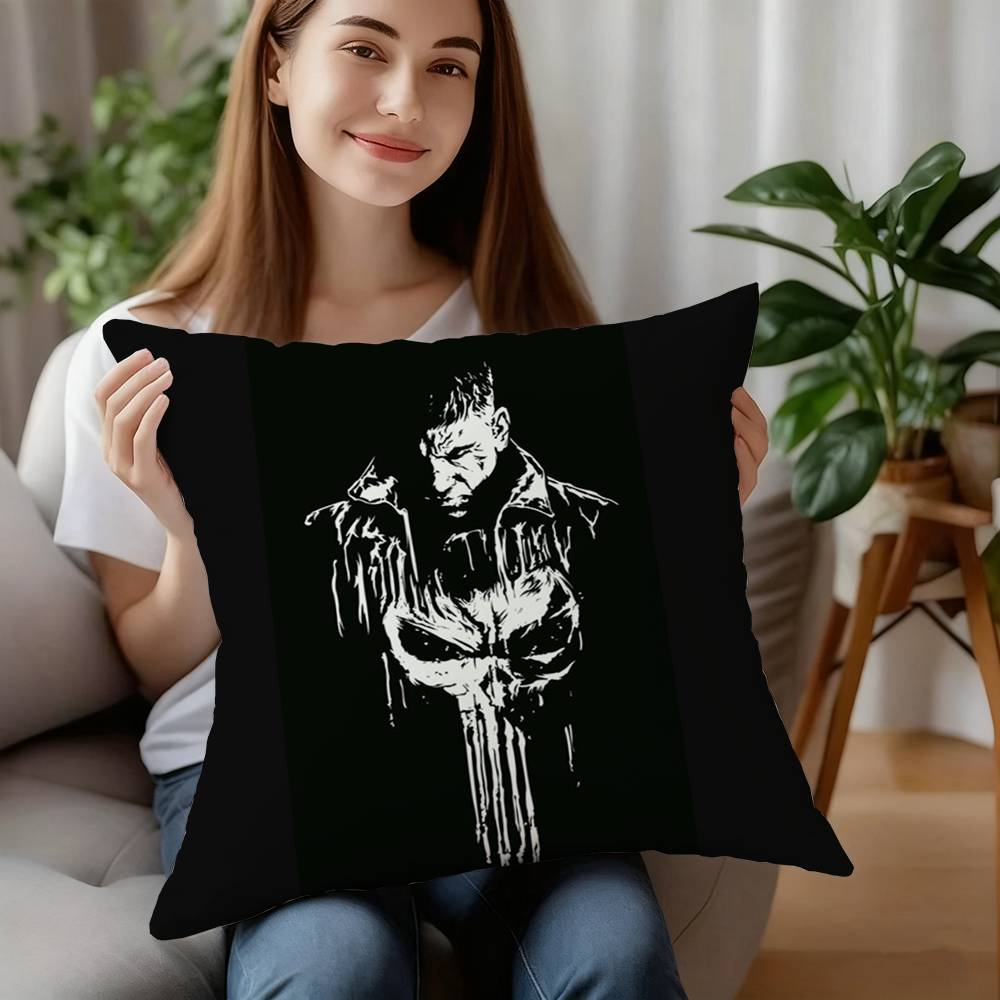The P-Punisher Logo Pillow Case Plush Fabric Soft Pillowcase Double Sided Print Cushion Cover Household Gifts