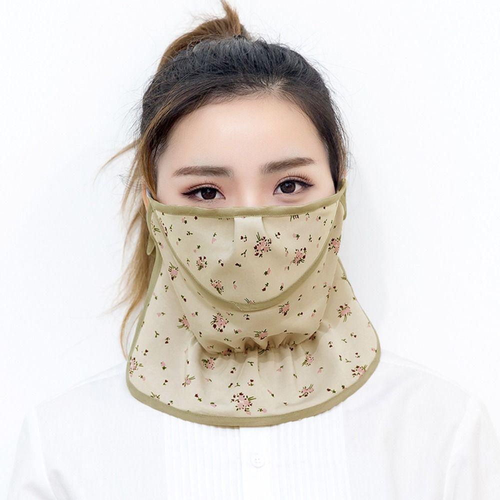 Flower Sunscreen Face Veil Outdoor Face Gini With Neck Flap Summer Ice Silk Face Mask Cycling Veil Anti-UV