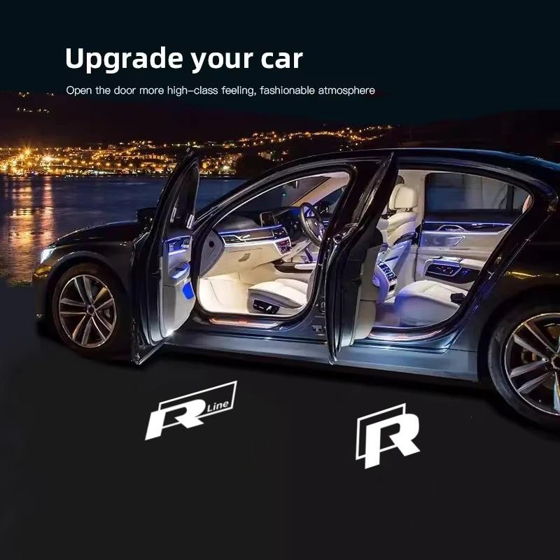 For VW Car Door Welcome Light Logo Projector Lights Accessories for Volkswagen Golf R Rline Tiguan Touareg Polo GTI CC Passat