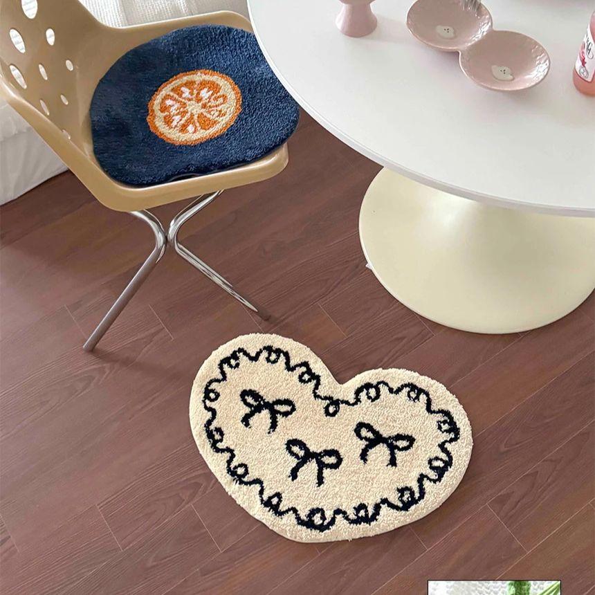 Bow Girl Tufted Carpet Heart Shape Floor Mat Rug Anti Slip Absorbent Window Bedroom Bedside Coffee Table Floor Mats