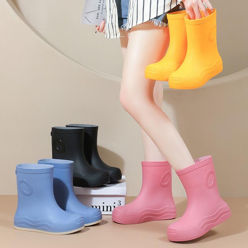Women's Fashionable And Casual Anti Slip Waterproof Midsole Rain Shoes Rubber Shoes