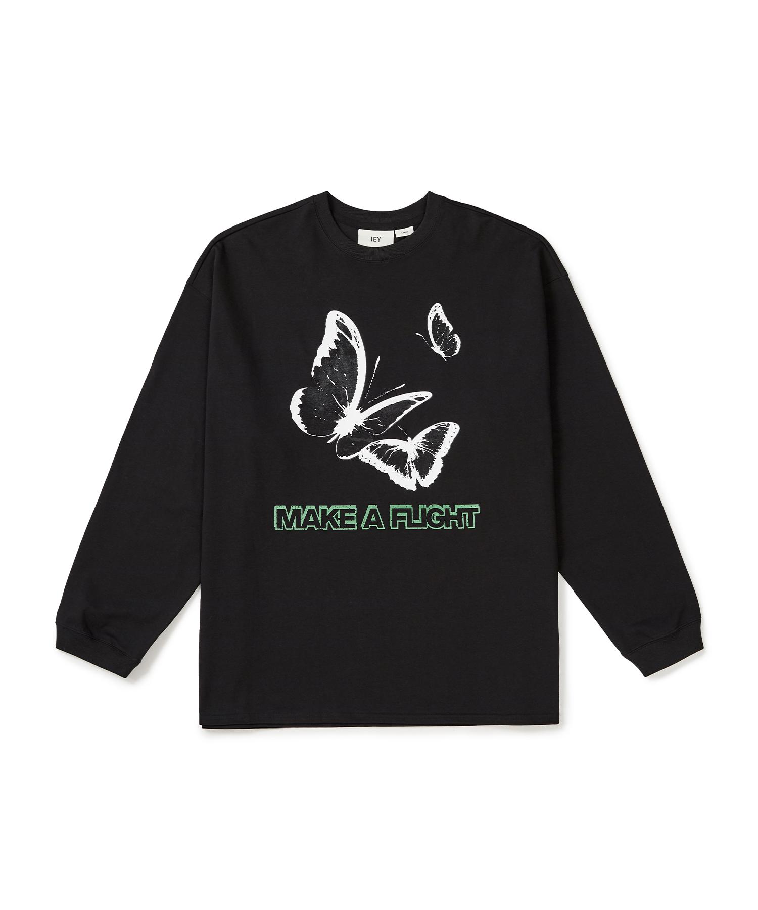 Iea Butterfly Over Long Sleeve T-Shirt Black M/Free