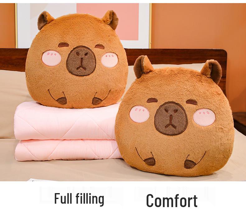 Dual-Use Capybara Hugging Pillow & Blanket - Office Nap, Car AC, or Lunch Break Backrest