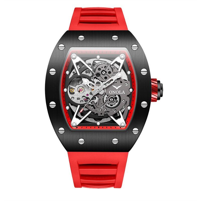 

Топ новые автоматические механические часы мужские силиконовый ремешок спортивные водонепроницаемые светящиеся мужские наручные часы