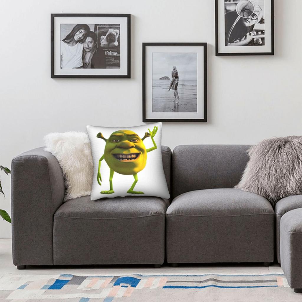 Shreks Meme Funny Pillowcase Polyester Cushion Cover Decorative  Throw Pillow Case Cover Home Zippered 40*40cm