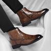 Leather Boots Men's New Business Casual High Top Leather Shoes British Chelsea Boots Side Zipper Velvet Short Boots Men's