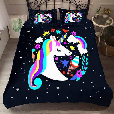Bed Linens High-grade Fabric Unicorn Beding AU US Winter Bedding Set Hot Soft Duvet Cover Set Cute Cartoon Bedding Set 3pcs