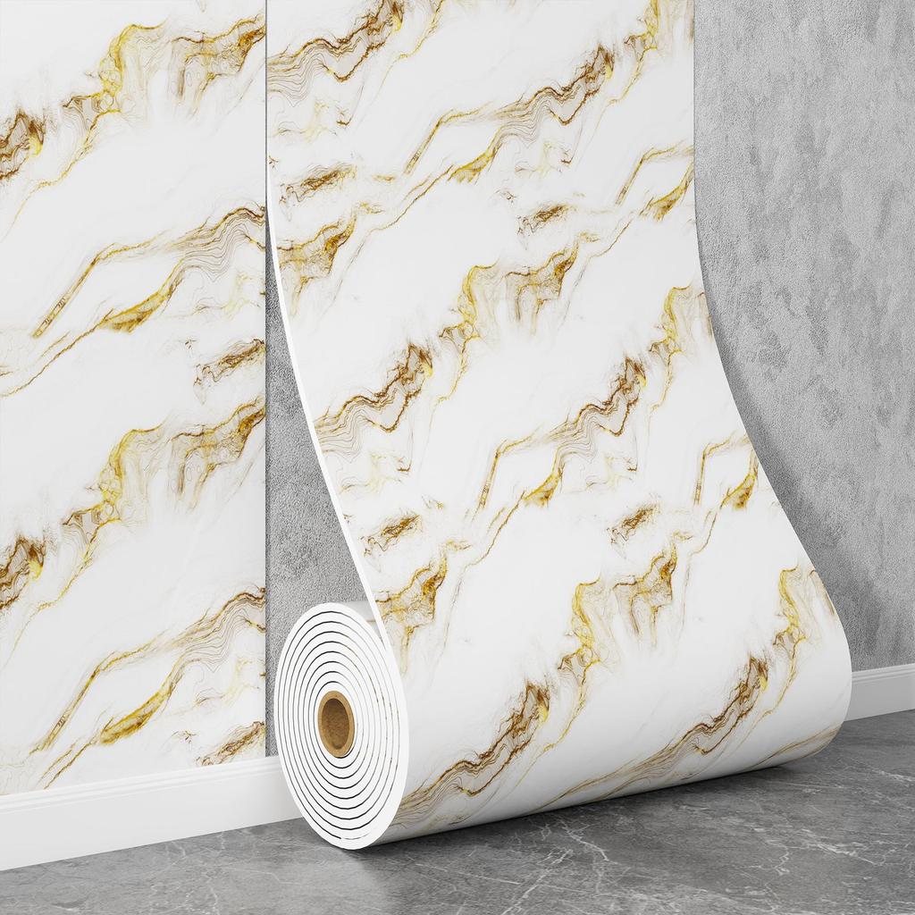 Self-Adhesive Waterproof Imitation Marble Tile Wall Sticker for Bathroom, Living Room, Kitchen, and TV Background.