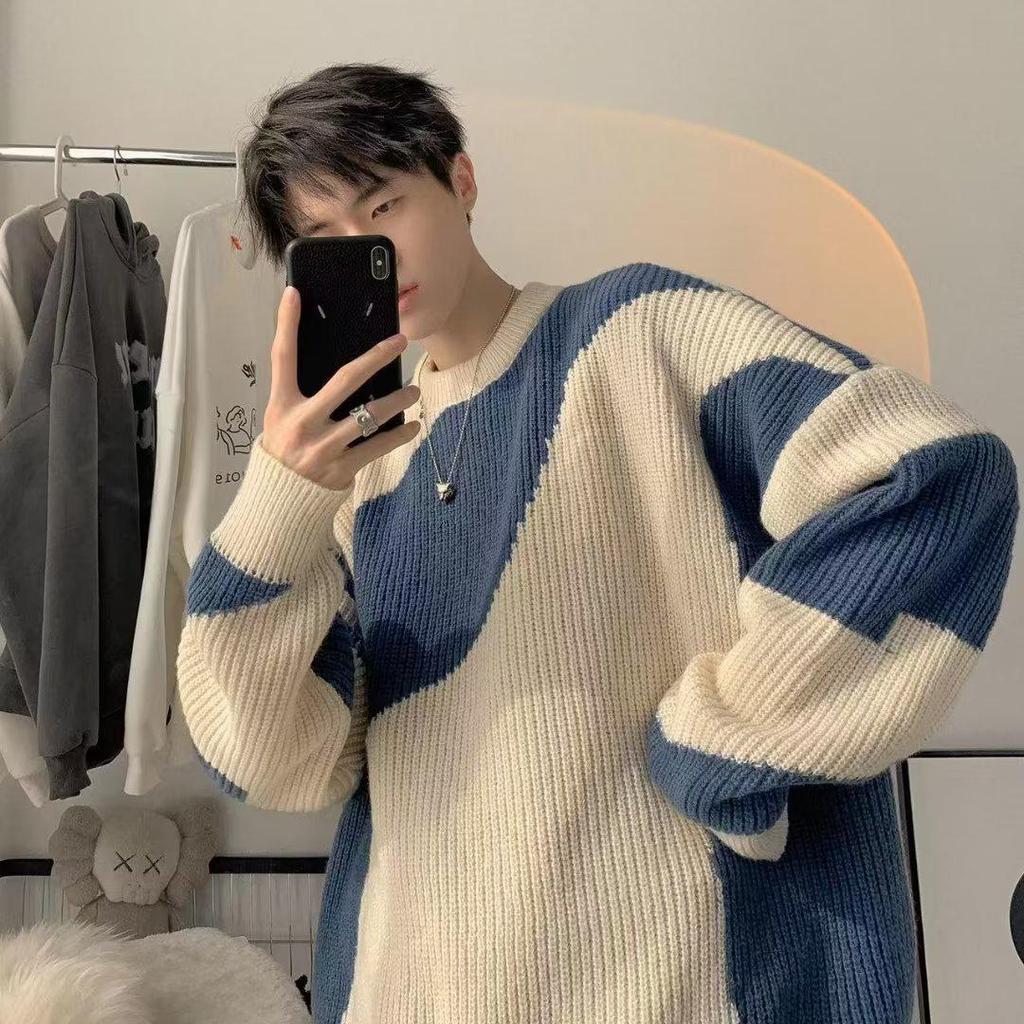 "Men's Retro Knitted Sweater: Loose Fit, Winter/Autumn Style"