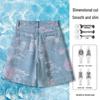 Women's Jacquard Embroidered Wide-Leg Denim Shorts - New 2026 Loose Drape Summer Design Four-Point Pants