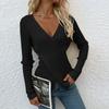 Women's Fashion Front Irregularly Crossed Long-sleeved  Knitted Pullover Sweaters Slim Ribbed Knitted Sweaters