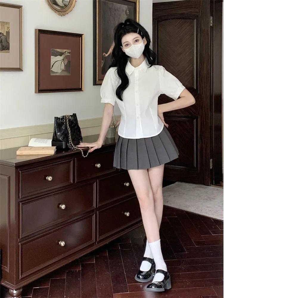 Preppy Bandage Basic White Shirt Women Slim Long Sleeve Cute Top School Button Down Tunic Shirts Blouse Female Casual Lady