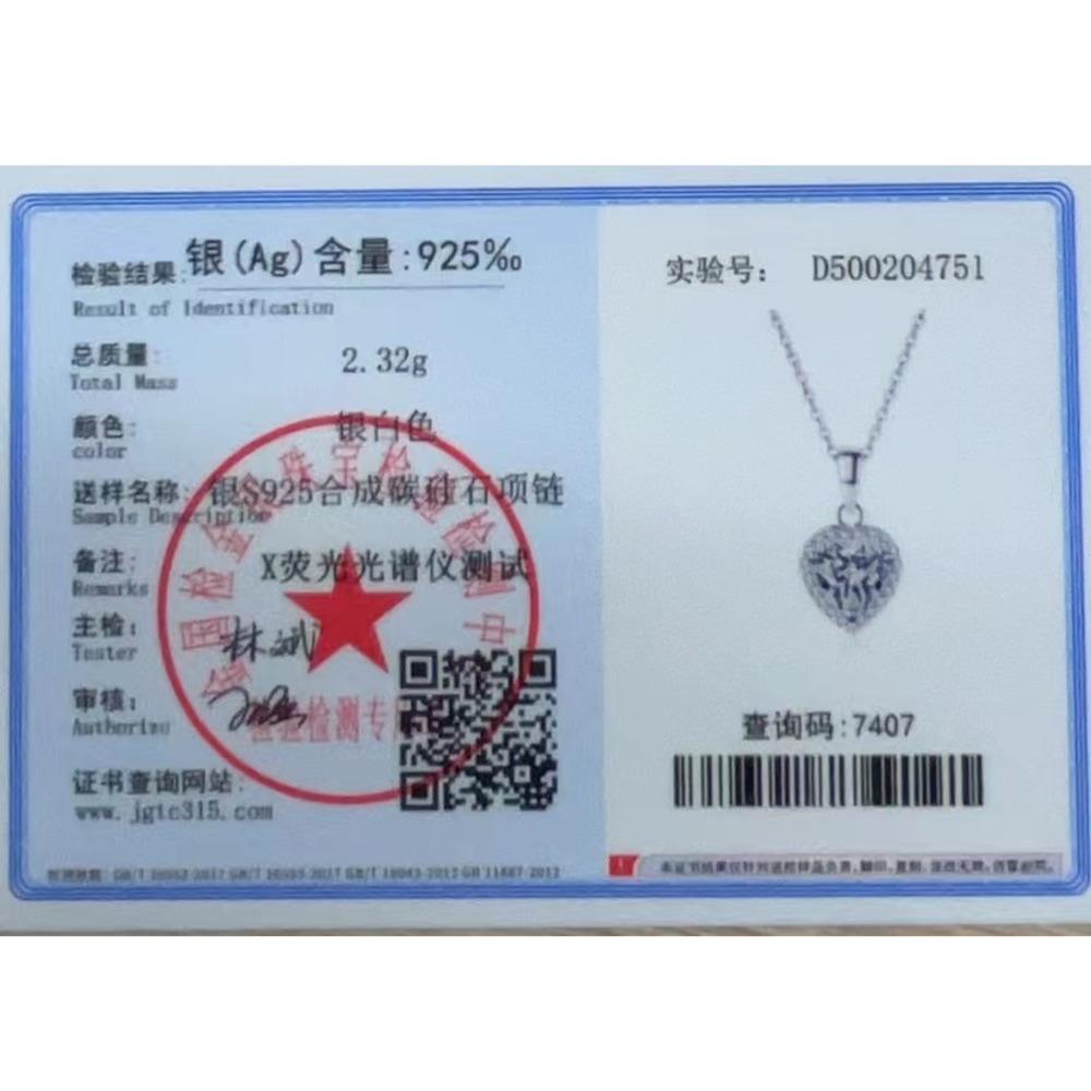 6.5mm Heart Cut Halo Moissanite Pendant Necklace S925 Sterling Silver For Women