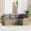 4-Piece Garden Sofa Set with Beige Poly Rattan Cushions, 2-Seater Garden Sofa with Cushions In 3345680