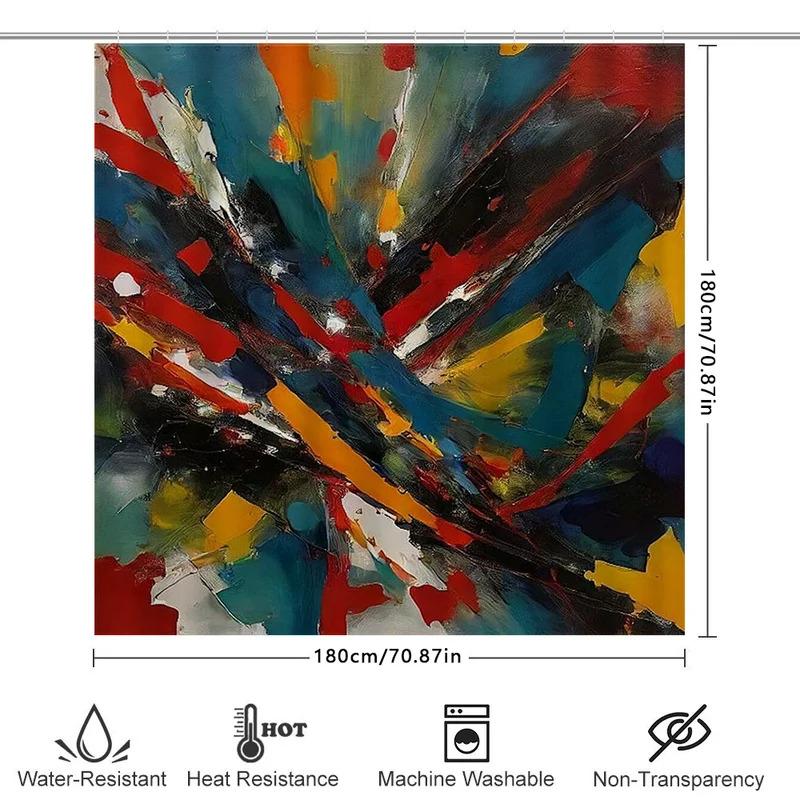 HBU23Modern Bathroom Decor Shower Curtain Fabric Waterproof with Abstract Art Print Blue Red Yellow White Black Design for HFu7$